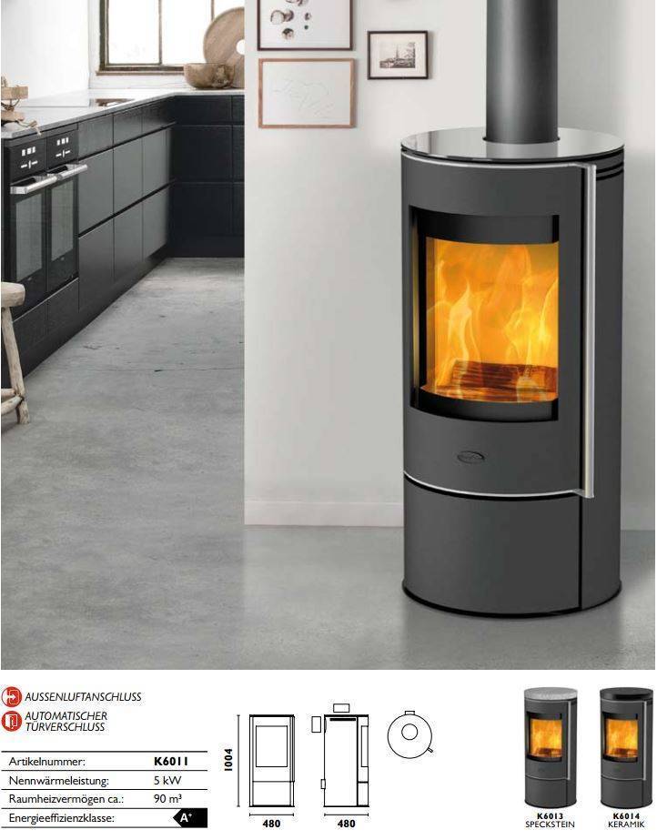 Fireplace Kaminofen Rondale Glas, 5 kW, ext. Luftzufuhr